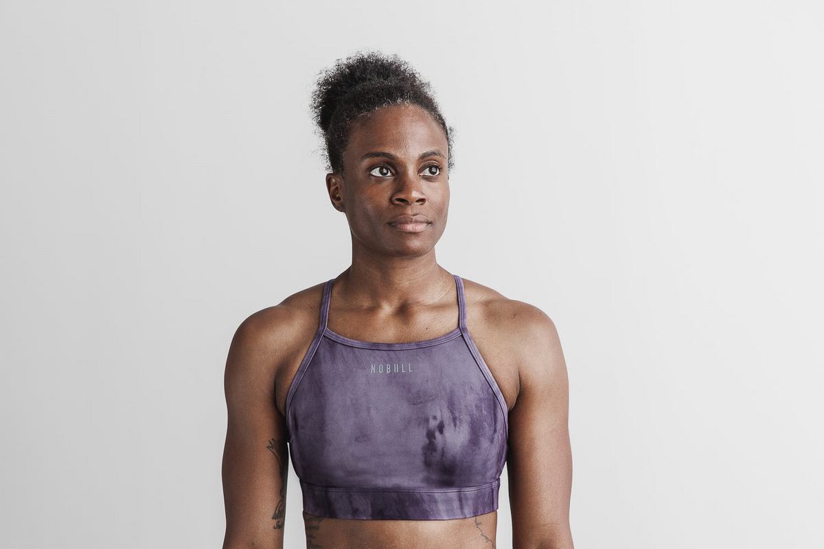 Nobull High-Neck Tie-Dye Women\'s Sports Bras Purple | Australia (KB3561)